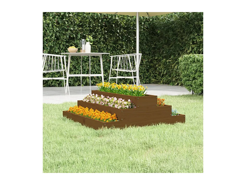 Jardinière Marron miel 80x80x27 cm Bois massif de pin BE9757