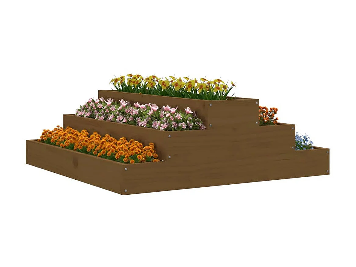 Jardinière Marron miel 80x80x27 cm Bois massif de pin BE9757