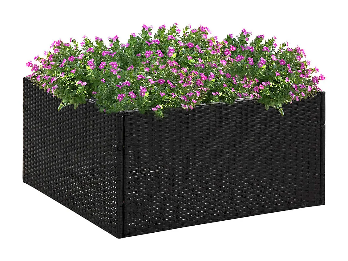 Jardinera ratán sintético negra 80x80x40 cm ES15267
