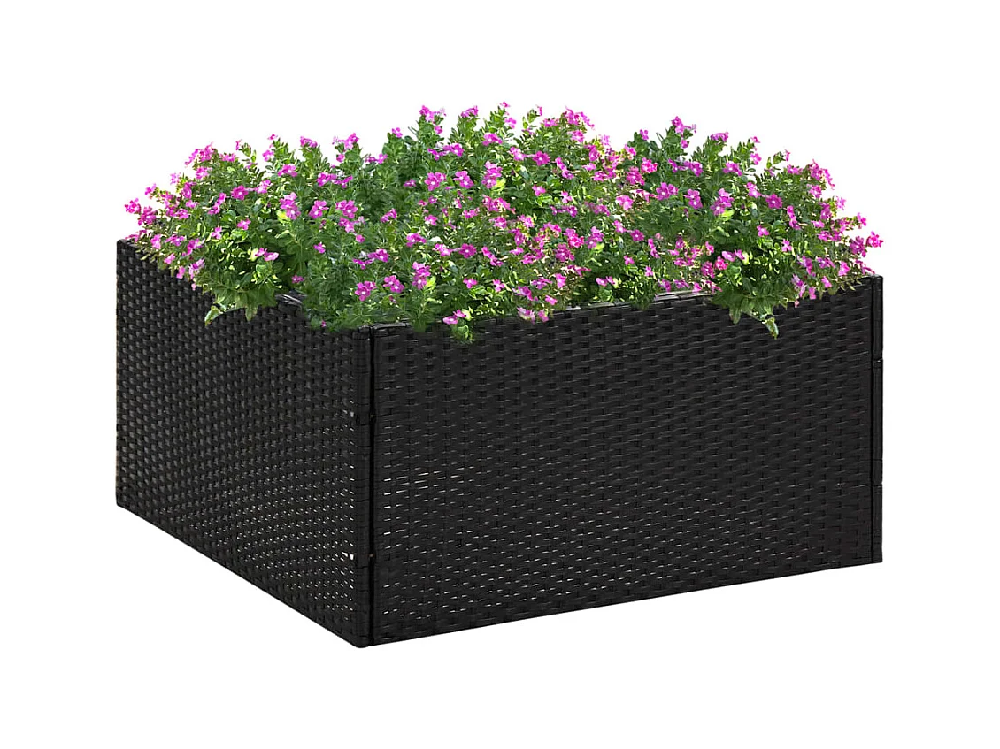 Jardinière Noir 80x80x40 cm Résine tressée BE3549