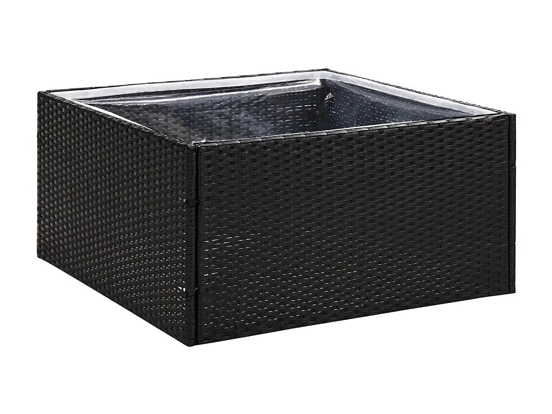 Plantenbak 80x80x40 cm poly rattan zwart NL429462