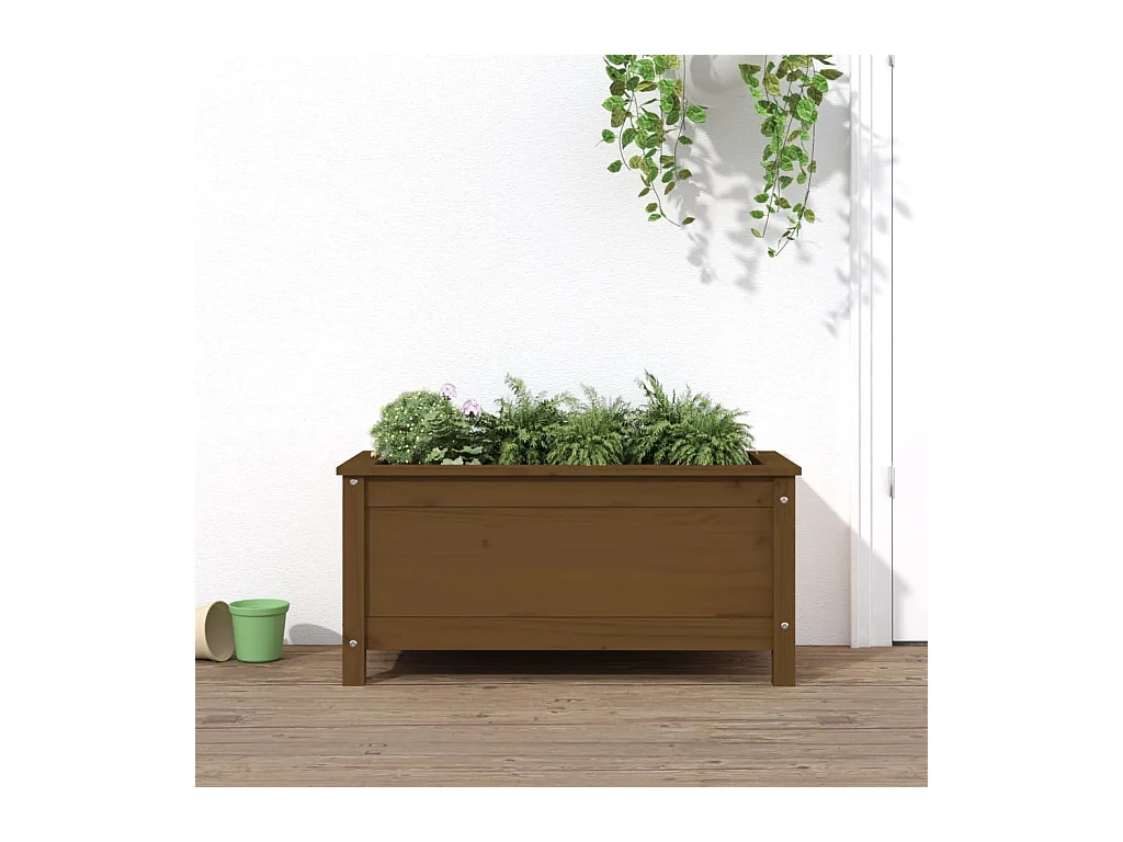 Jardinière marron miel 82,5x40x39 cm bois massif de pin BE5843