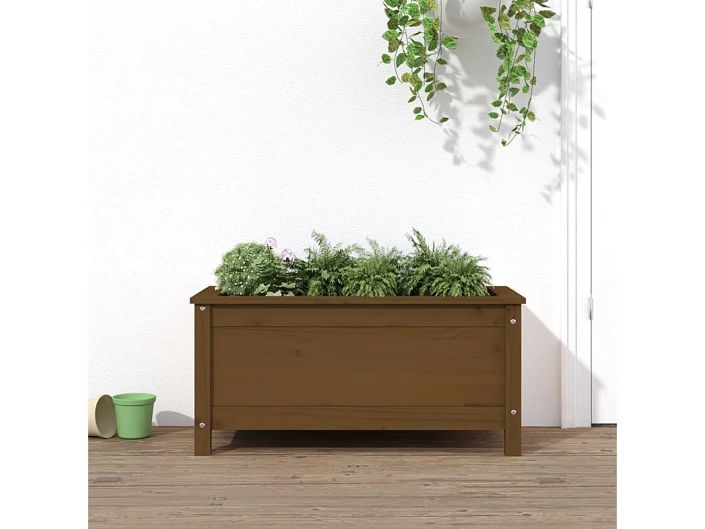 Jardinière marron miel 82,5x40x39 cm bois massif de pin BE5843