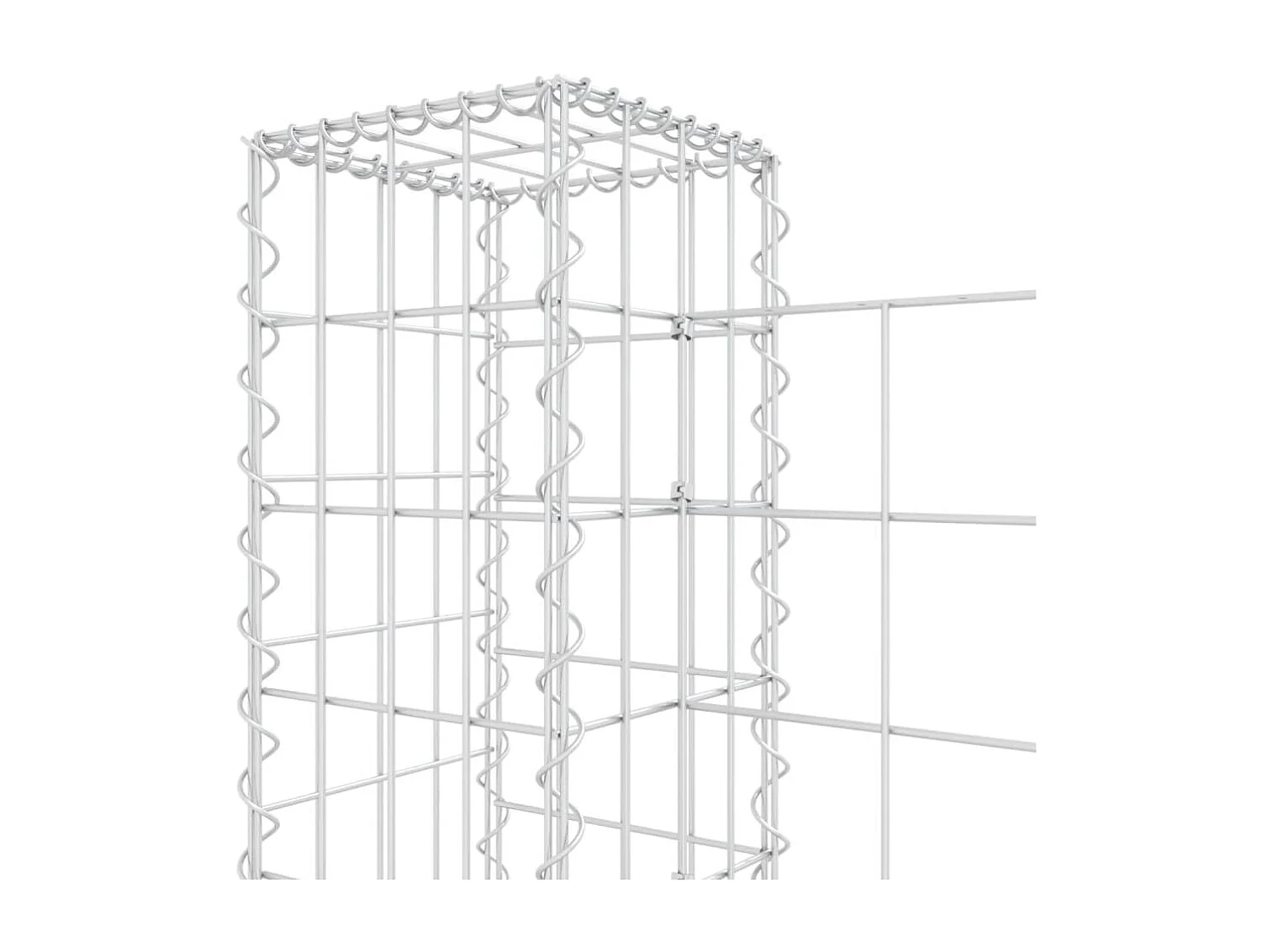 Cesta de gaviones forma de U 2 postes de hierro 740x20x100 cm ES81268