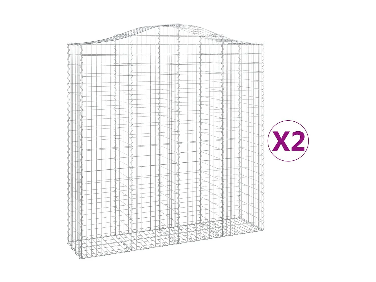 Paniers à gabions arqués 2 pcs 200x50x200/220 cm Fer galvanisé WVGQ2608