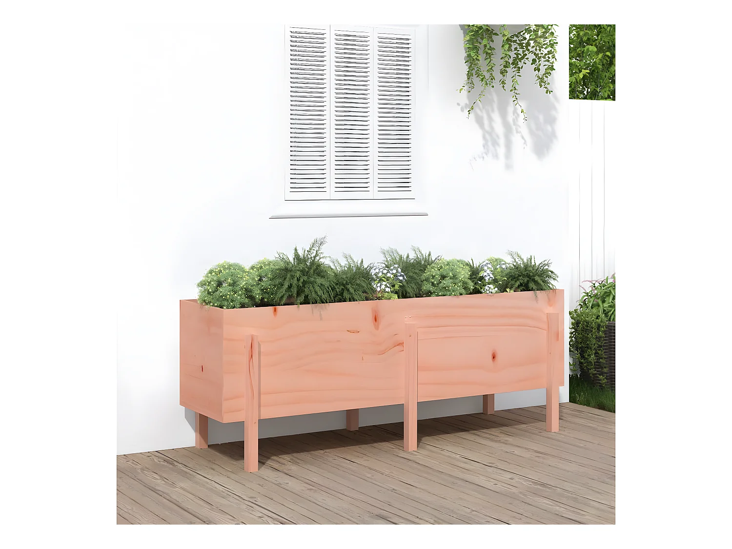 Jardinera elevado jardín madera maciza abeto Douglas 160x50x57 cm ES40152