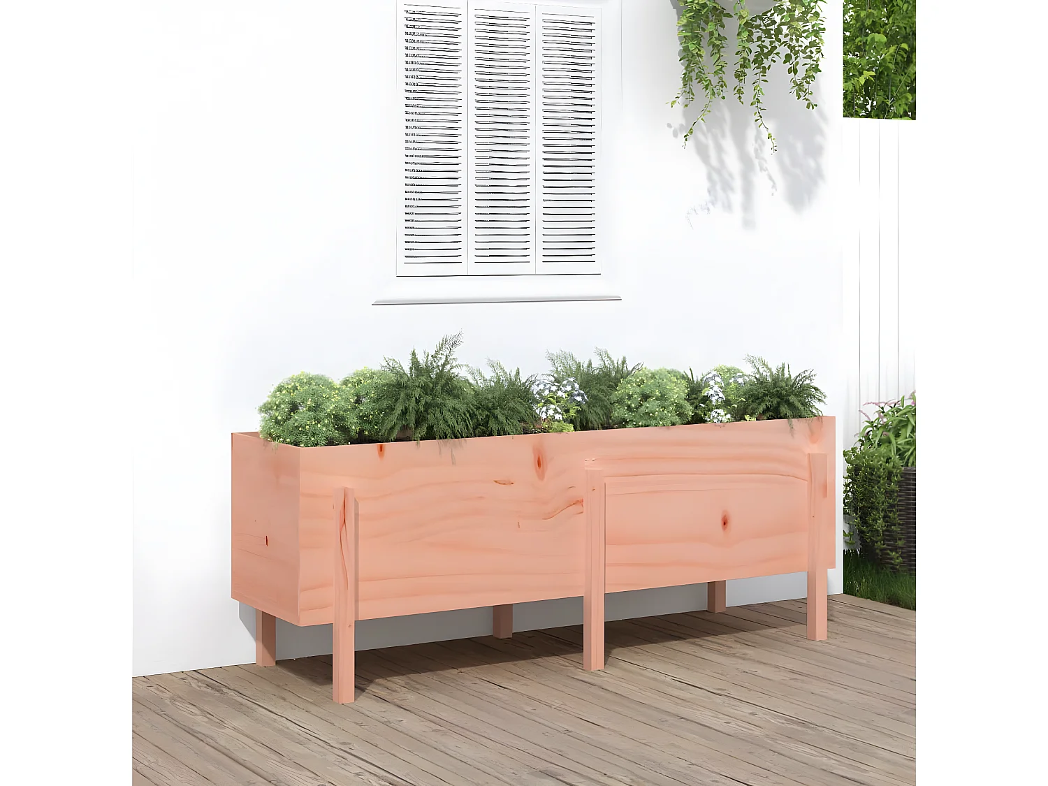 Jardinera elevado jardín madera maciza abeto Douglas 160x50x57 cm ES40152