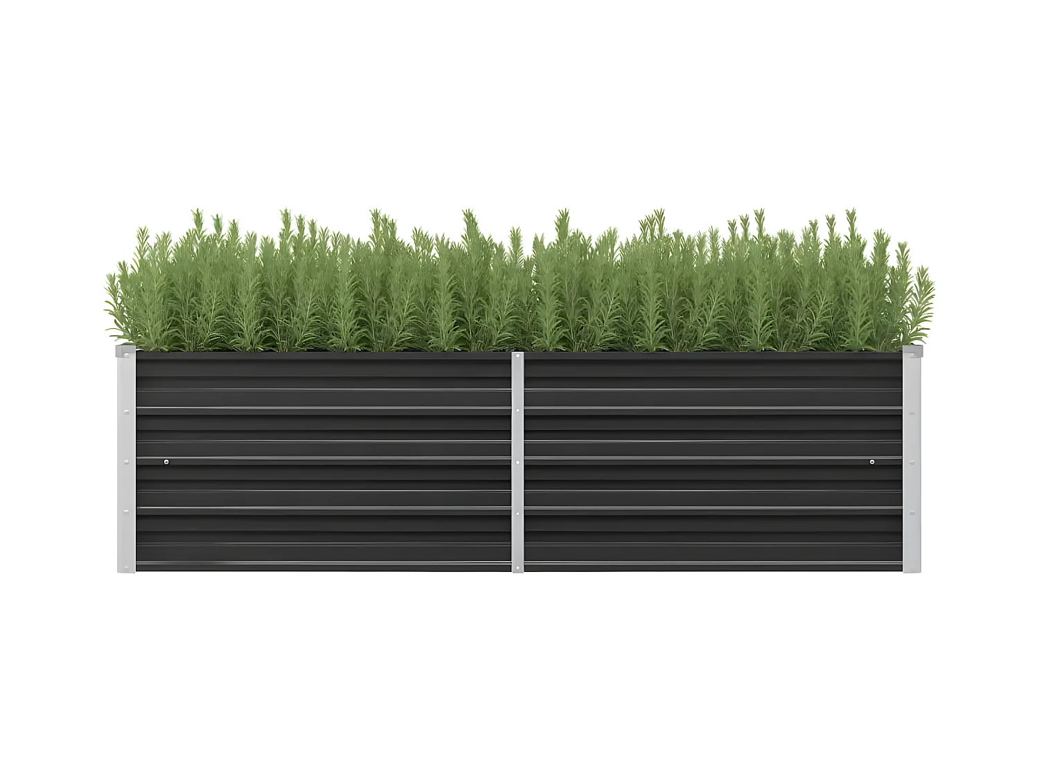 Jardinera de acero galvanizado gris antracita 160x40x45 cm ES70860