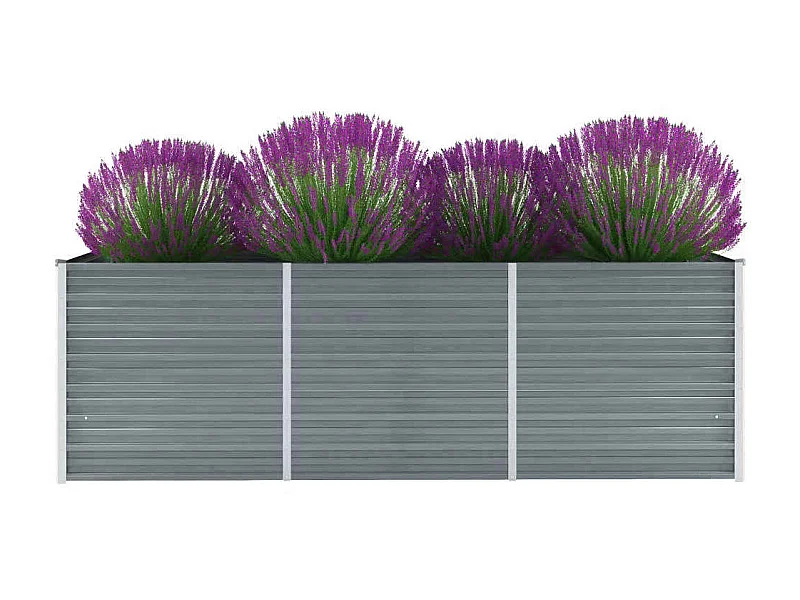Jardinera de jardín de acero galvanizado gris 240x80x77 cm ES82695