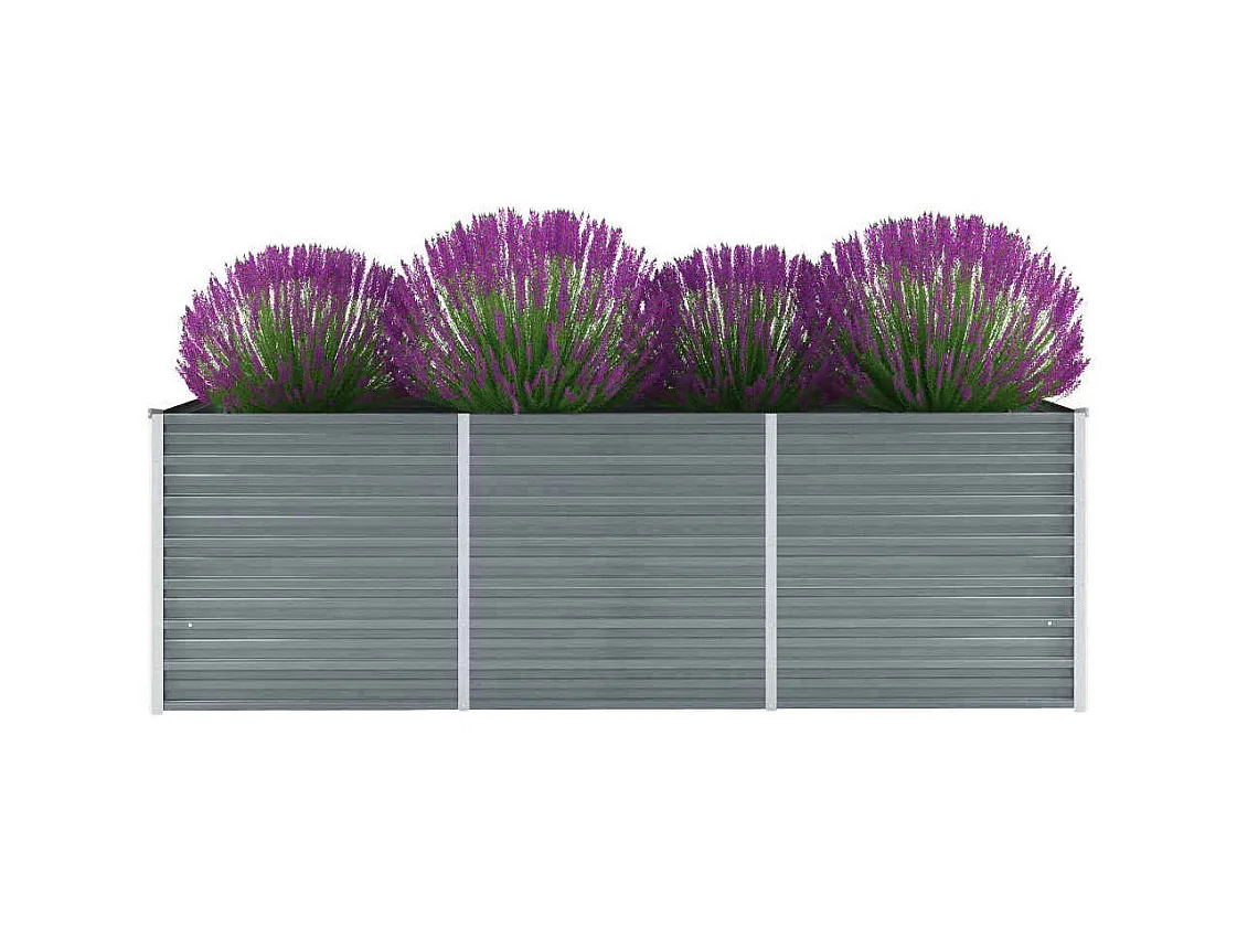 Jardinera de jardín de acero galvanizado gris 240x80x77 cm ES82695