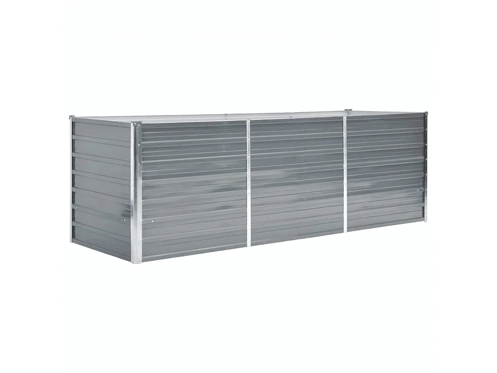 Jardinera de jardín de acero galvanizado gris 240x80x77 cm ES82695