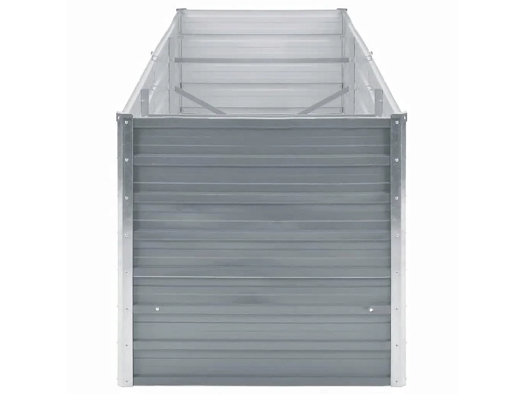 Jardinera de jardín de acero galvanizado gris 240x80x77 cm ES82695