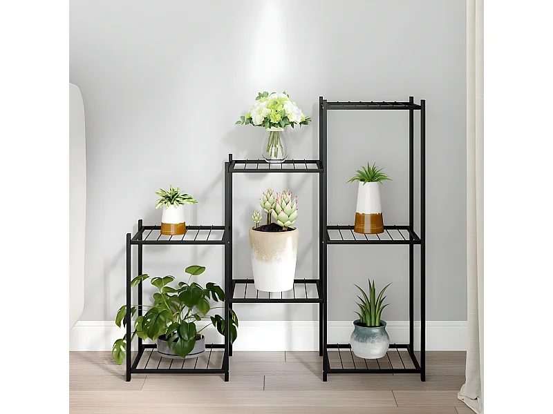 Soporte para flores de hierro negro 83x25x80 cm ES62956