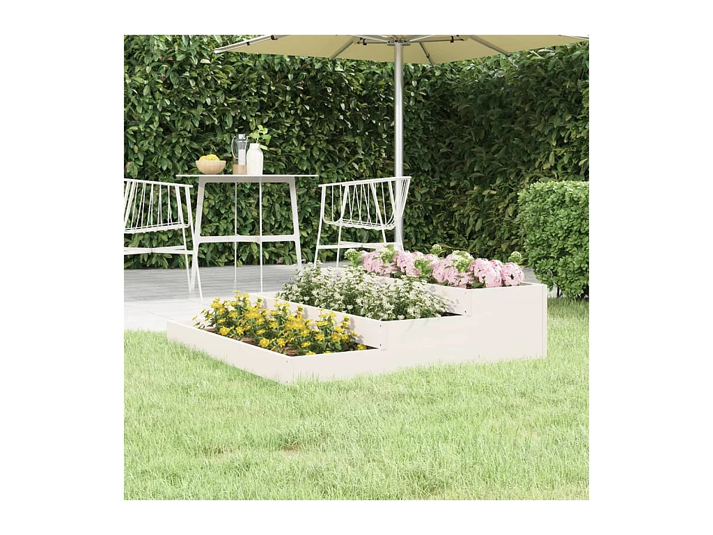 Jardinière Blanc 107x107x27 cm Bois massif de pin BE4945