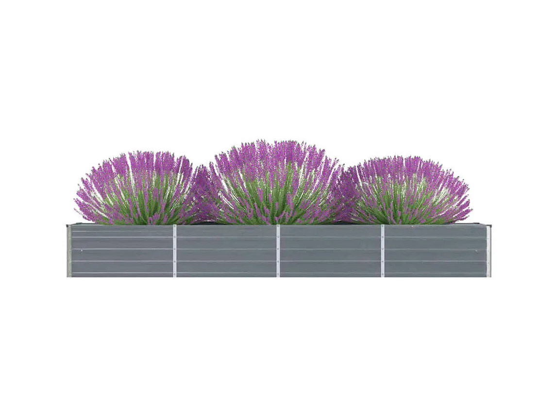 Jardinera de jardín de acero galvanizado gris 320x40x45 cm ES56904