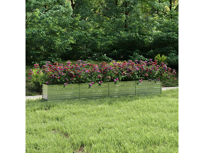 Canteiro elevado de jardim 320x40x45cm aço galvanizado prateado PT288637