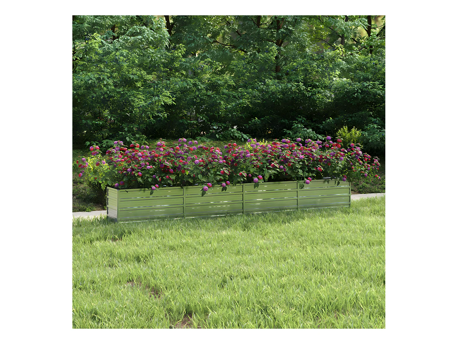 Jardinera de acero galvanizado plateado 320x40x45 cm ES47329