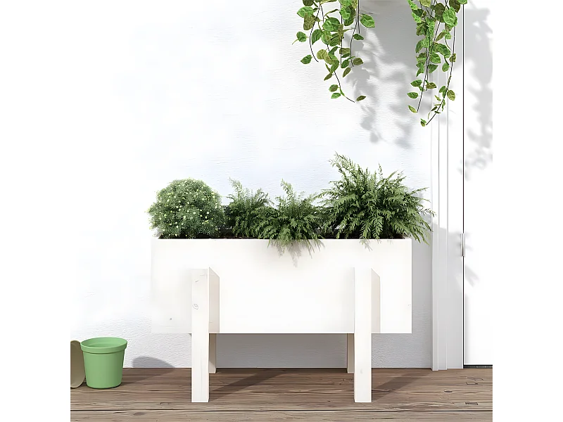 Plantenbak 62x30x38 cm massief grenenhout wit NL503145