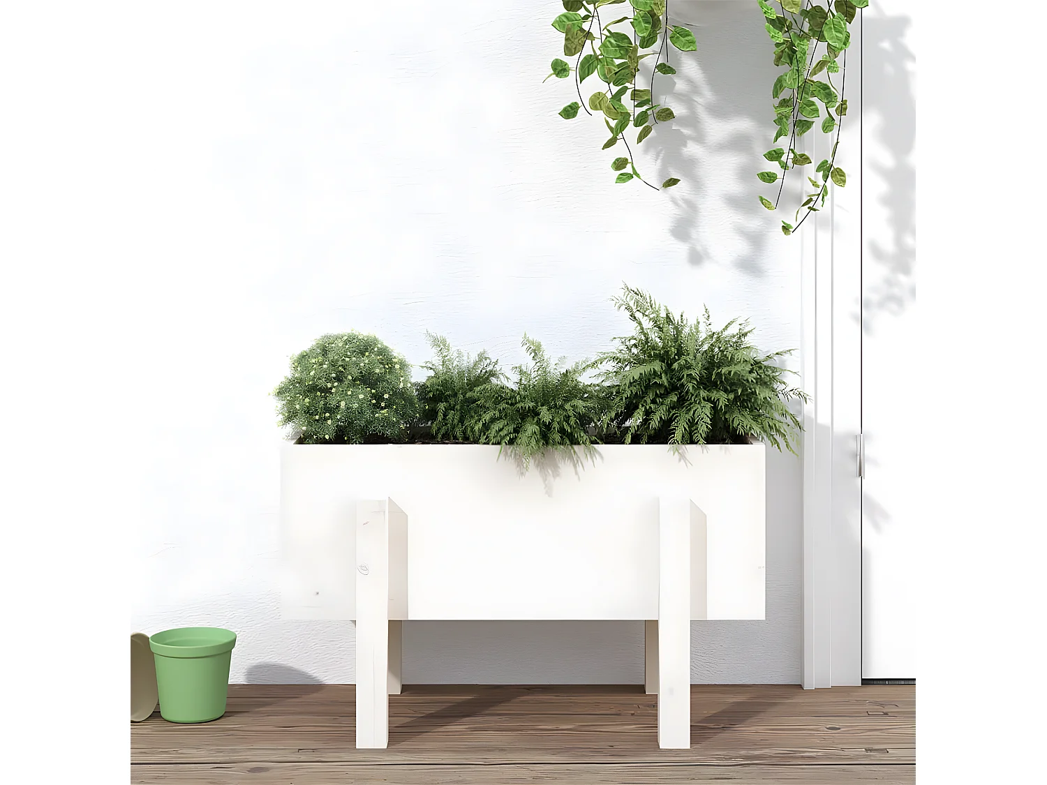 Jardinera madera maciza de pino blanco 62x30x38 cm ES15617