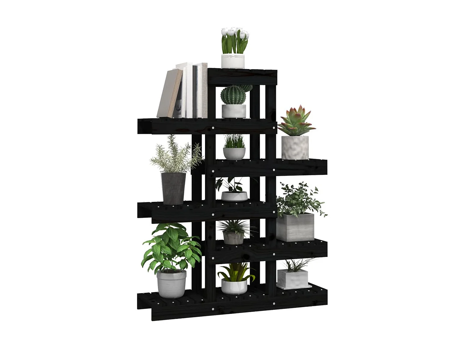 Jardinière Support à plantes Noir 85x25x109,5 cm Bois massif de pin BE8487