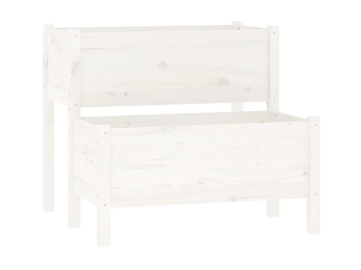 Jardinière blanc 84,5x84x75 cm bois massif de pin BE9836