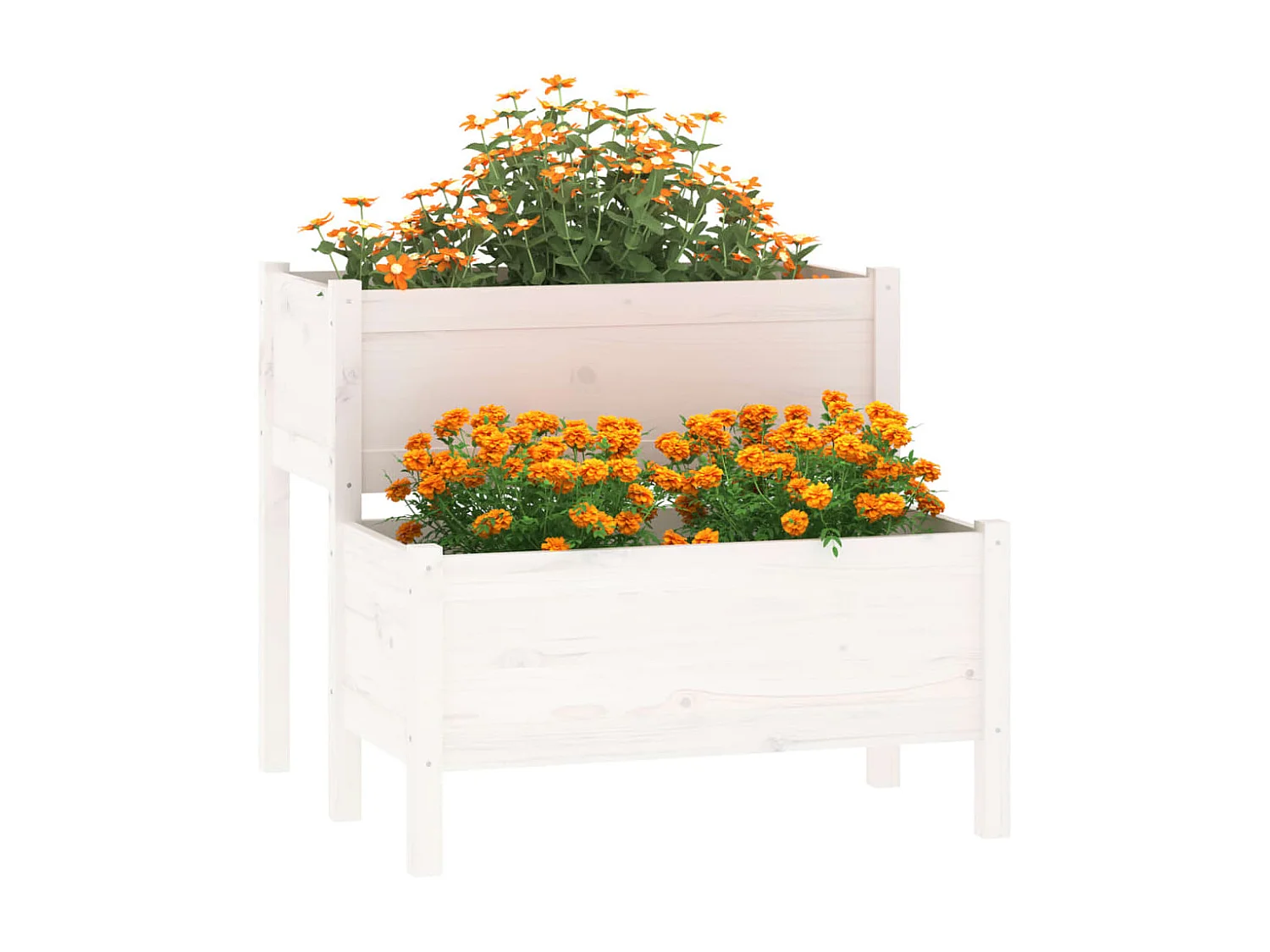 Jardinière blanc 84,5x84x75 cm bois massif de pin BE9836