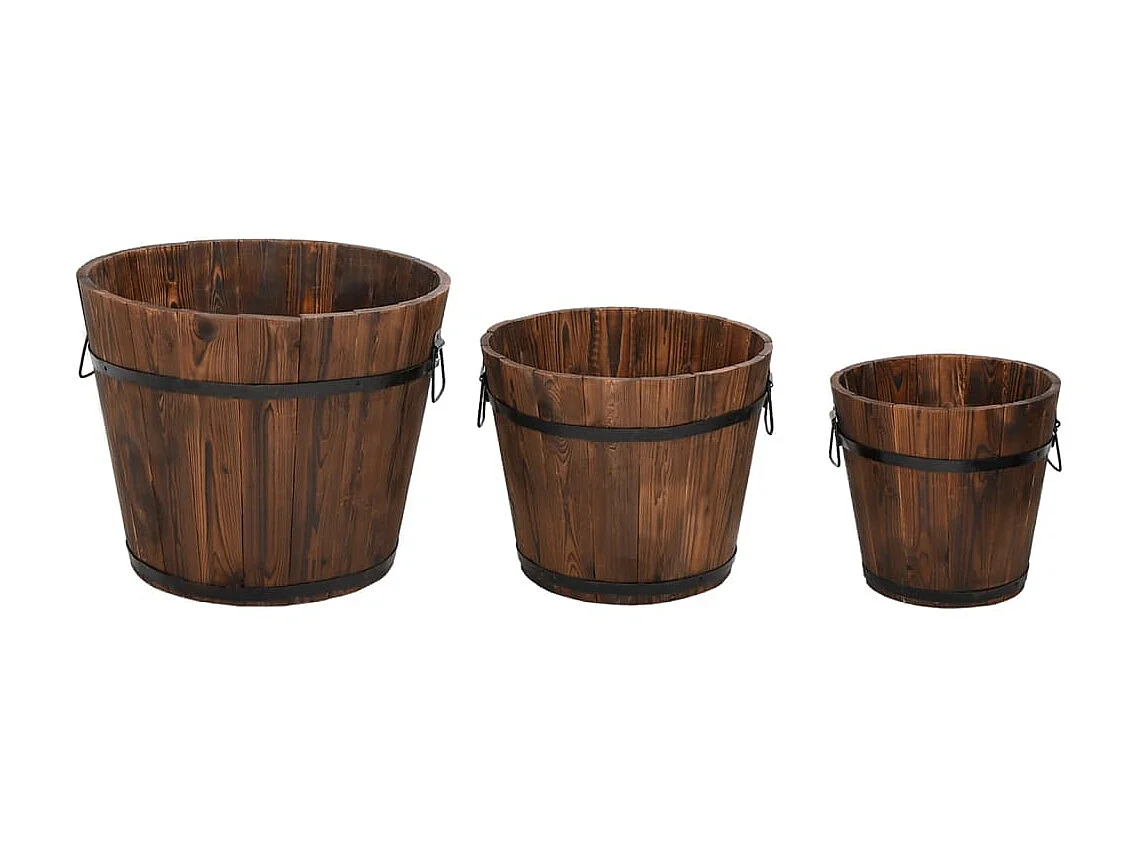 3 pcs conjunto de vasos em forma de balde abeto maciço PT911385