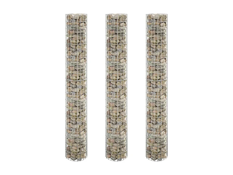 Lit surélevé à gabion circulaire 3pcs Acier galvanisé Ø30x200cm WVGQ7304