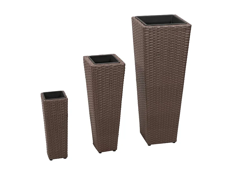Floreiras de jardim altas 3 pcs vime PE castanho PT153256