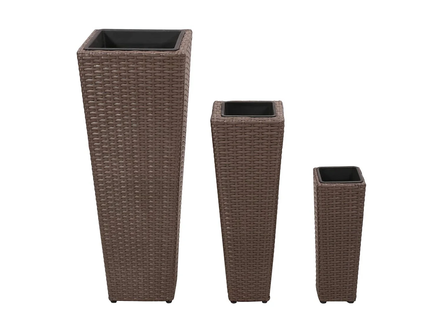 Floreiras de jardim altas 3 pcs vime PE castanho PT153256