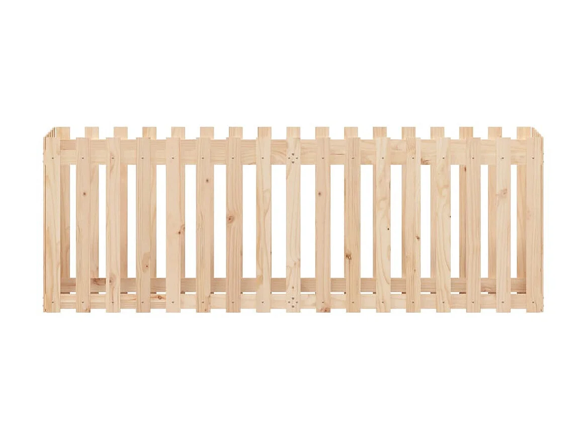 Jardinera elevado jardín con valla madera maciza pino 200x50x70cm ES35127