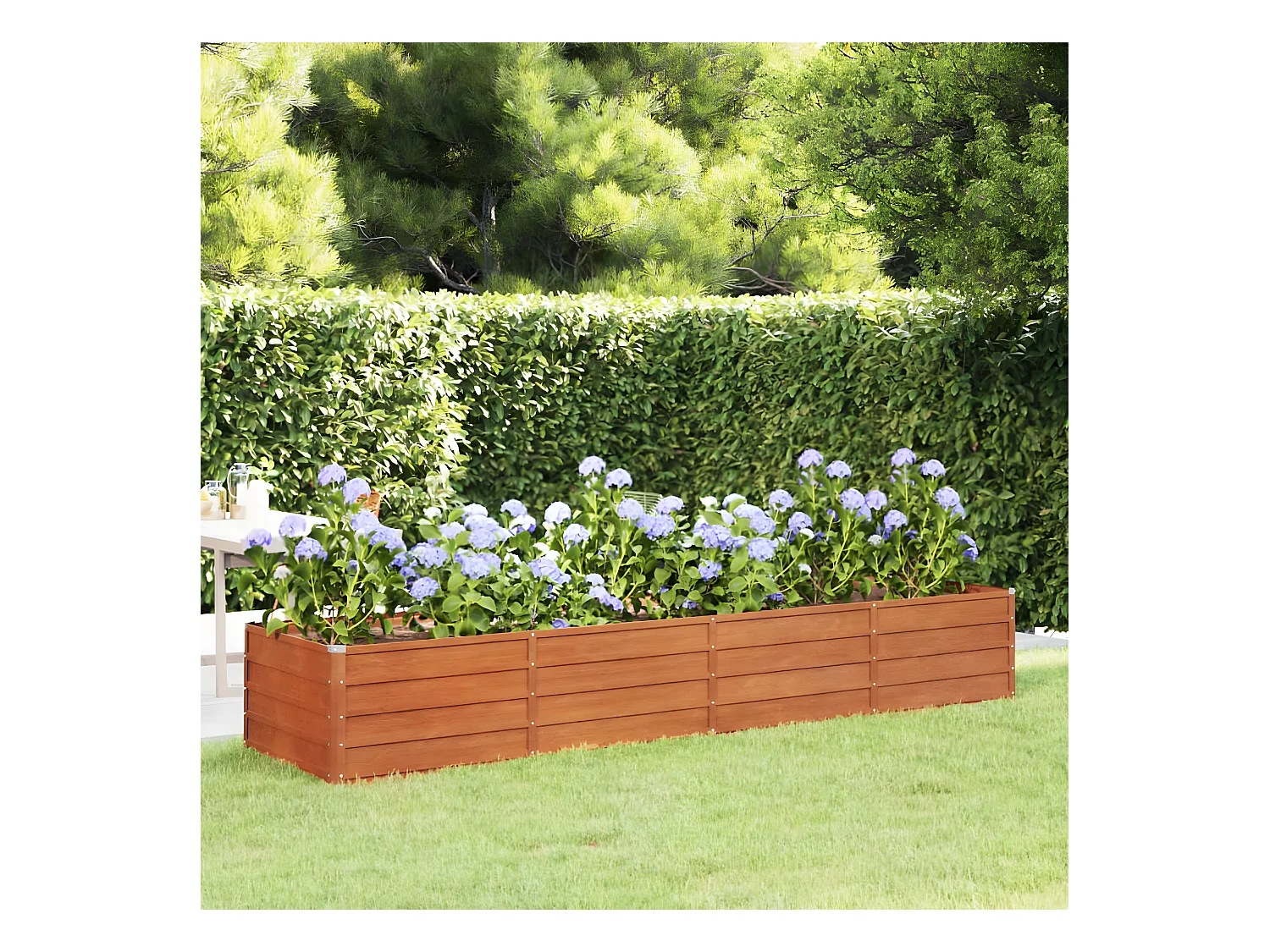 Jardinera oxidado de acero corten 320x80x45 cm ES39792