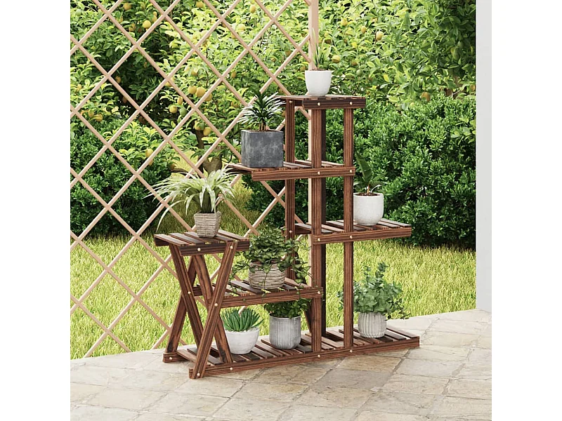 Jardinière Support à fleurs 95x25x96 cm bois massif de sapin BE6326