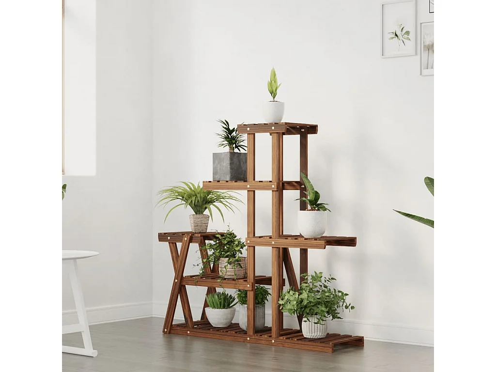 Soporte para flores madera maciza de abeto 95x25x96 cm ES88726