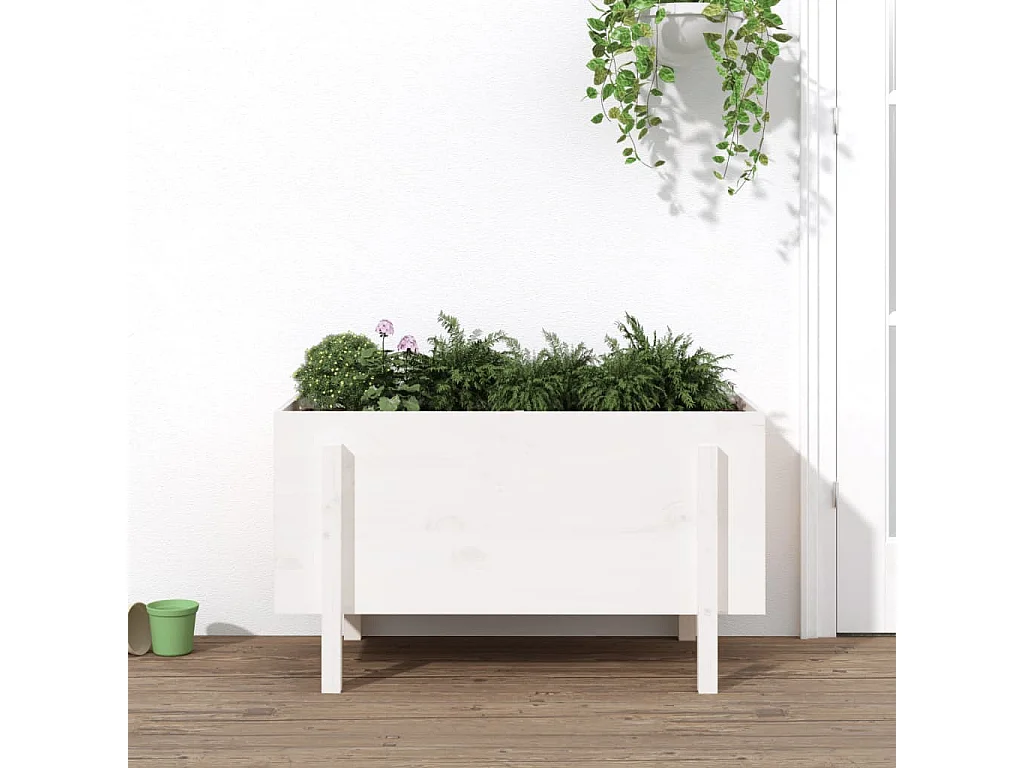 Jardinera elevado de jardín madera maciza pino blanco 101x50x57cm ES21437