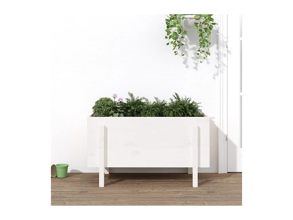 Jardinera elevado de jardín madera maciza pino blanco 101x50x57cm ES21437