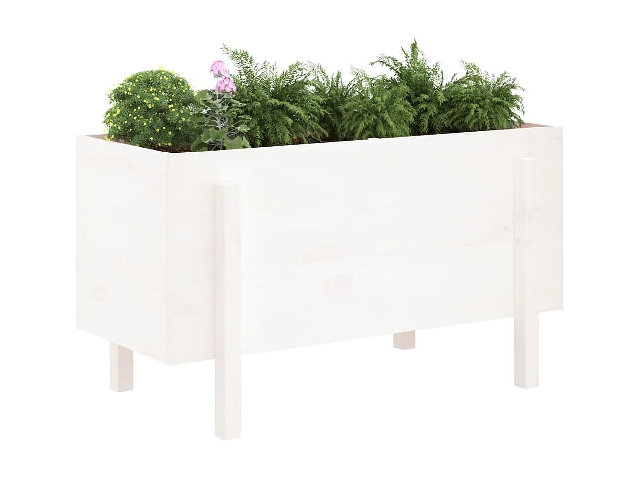 Plantenbak verhoogd 101x50x57 cm massief grenenhout wit