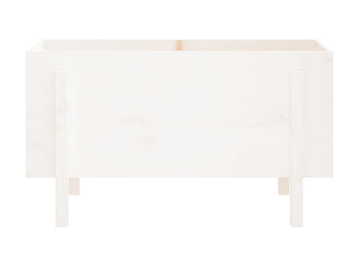 Plantenbak verhoogd 101x50x57 cm massief grenenhout wit
