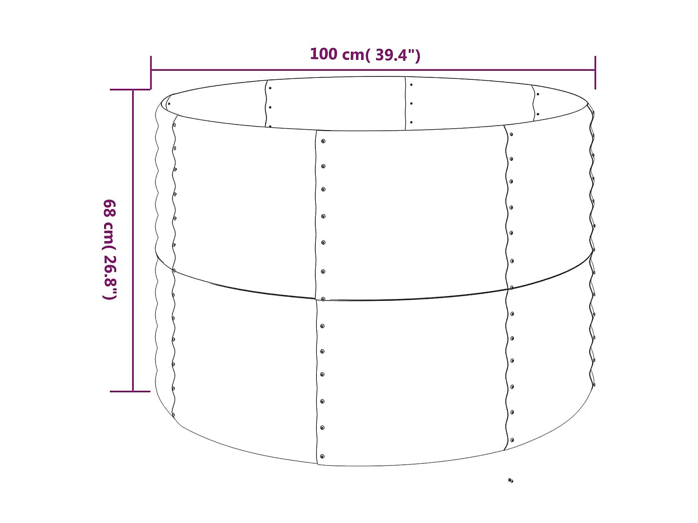 Canteiro elevado jardim 100x100x68 aço revestido a pó antracite PT121551
