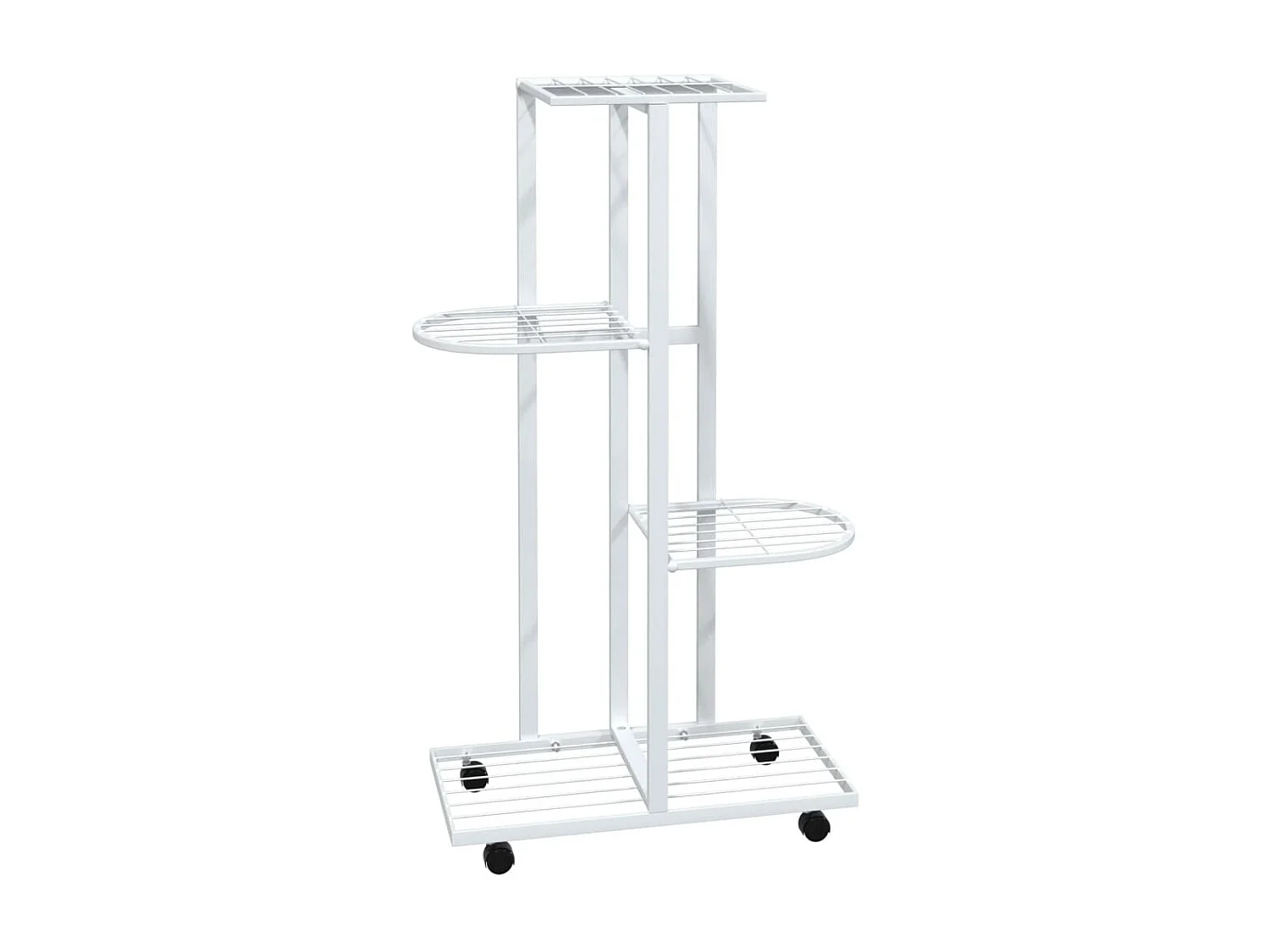 Jardinière à 4 niveaux avec roues 44x23x80 cm Blanc Fer BE2620