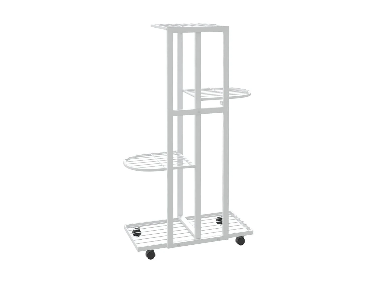 Jardinière à 4 niveaux avec roues 44x23x80 cm Blanc Fer BE2620