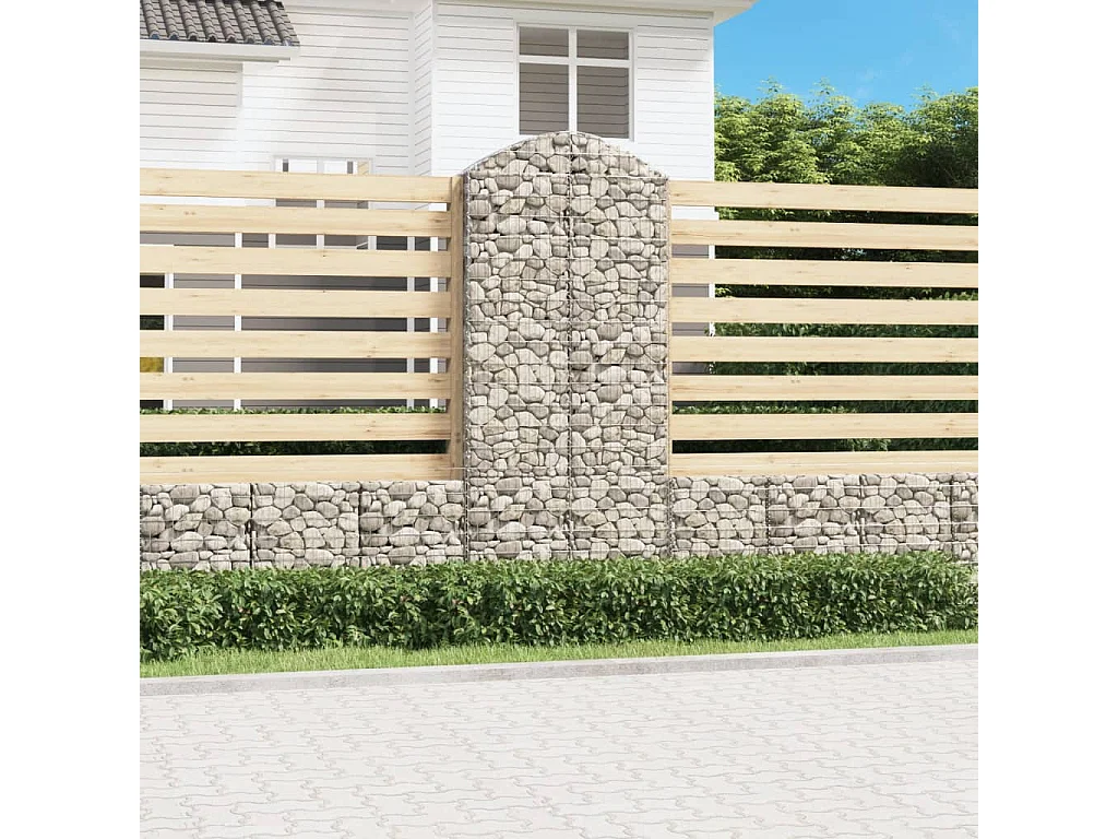 Panier de gabions arqué 100x30x220/240 cm Fer galvanisé WVGQ8200