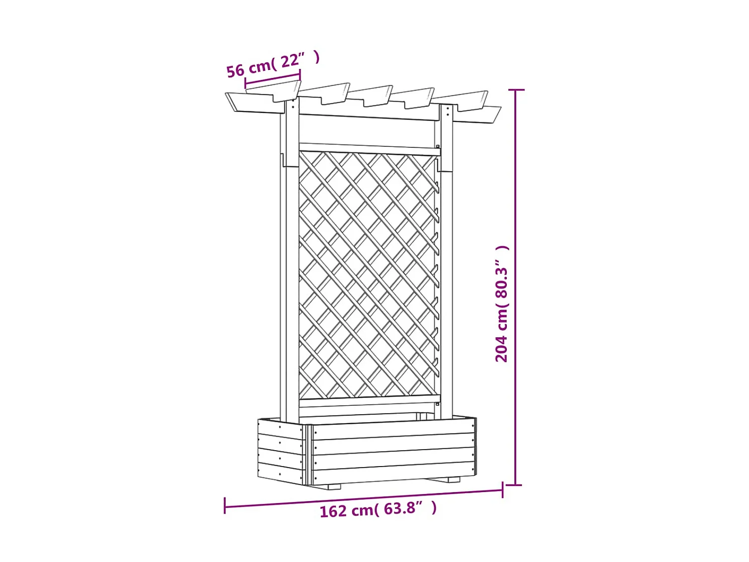 Jardinière pergBE 162 x 56 x 204 cm Bois BE8537