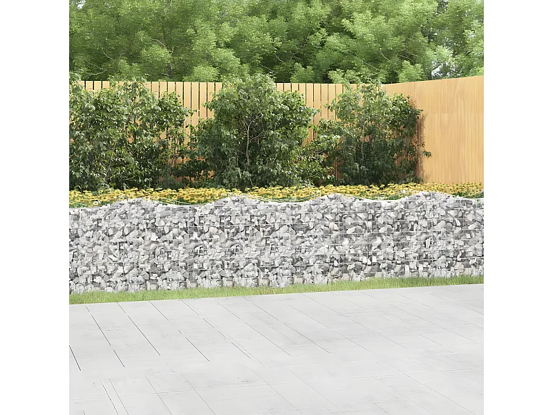 Jardinière Lit surélevé à gabions arqué 600x50x100 cm Fer galvanisé BE6354