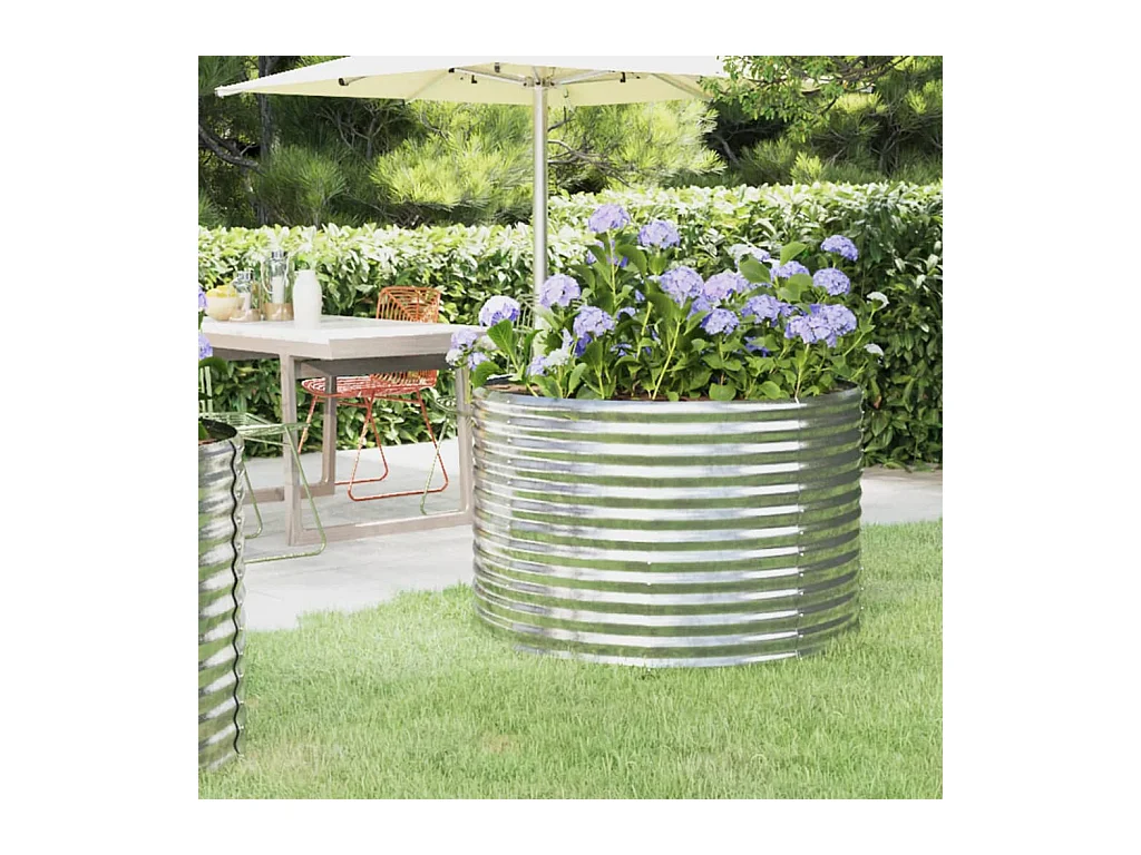 Jardinera arriate acero recubrimiento polvo plata 100x100x68 cm ES51251