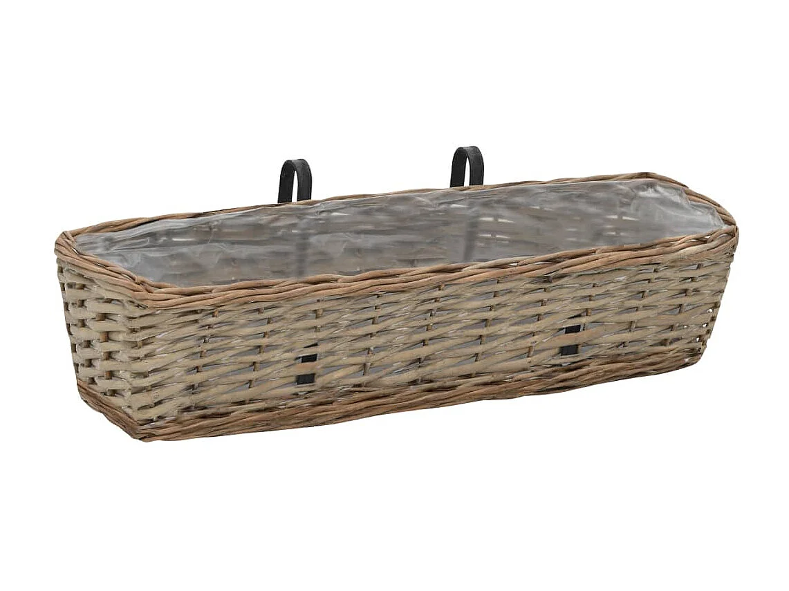 Jardinière de balcon 2 pcs Osier avec doublure en PE 60 cm BE3796