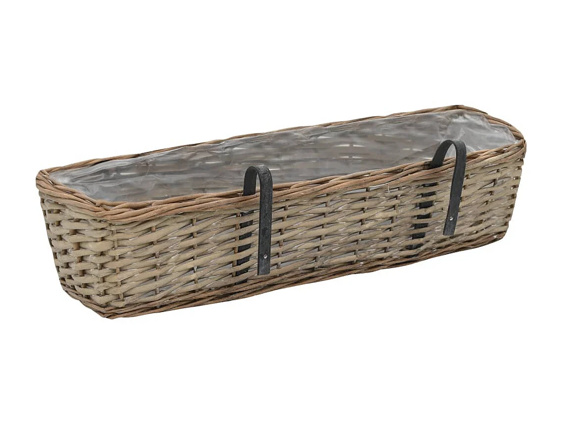 Jardinière de balcon 2 pcs Osier avec doublure en PE 60 cm BE3796