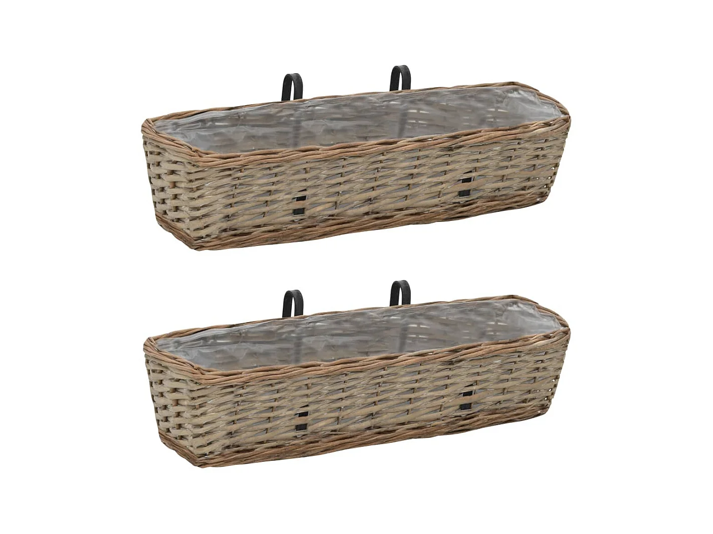 Jardinière de balcon 2 pcs Osier avec doublure en PE 60 cm BE3796