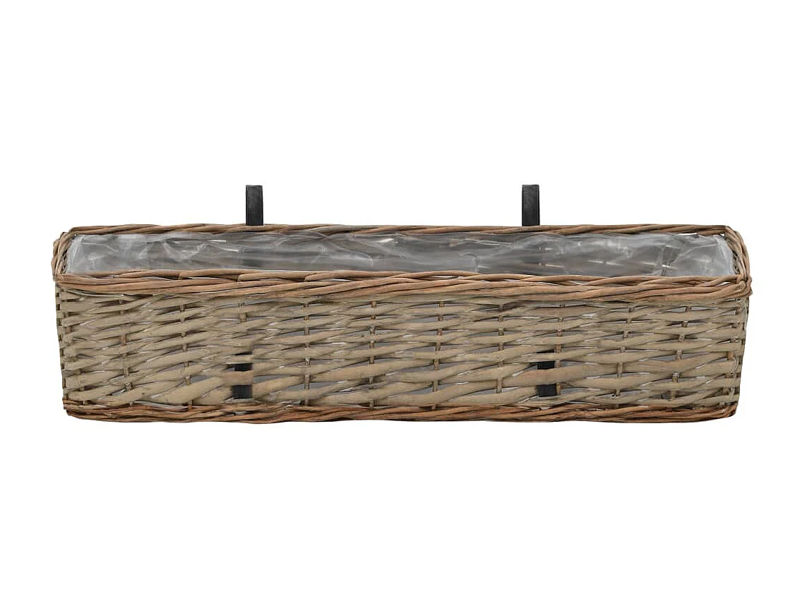 Jardinière de balcon 2 pcs Osier avec doublure en PE 60 cm BE3796