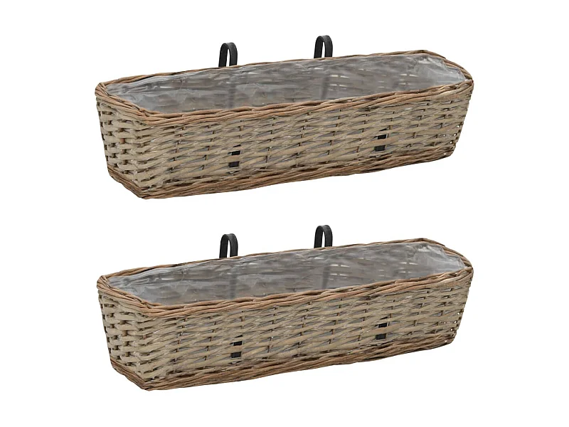 Jardinière de balcon 2 pcs Osier avec doublure en PE 60 cm BE3796